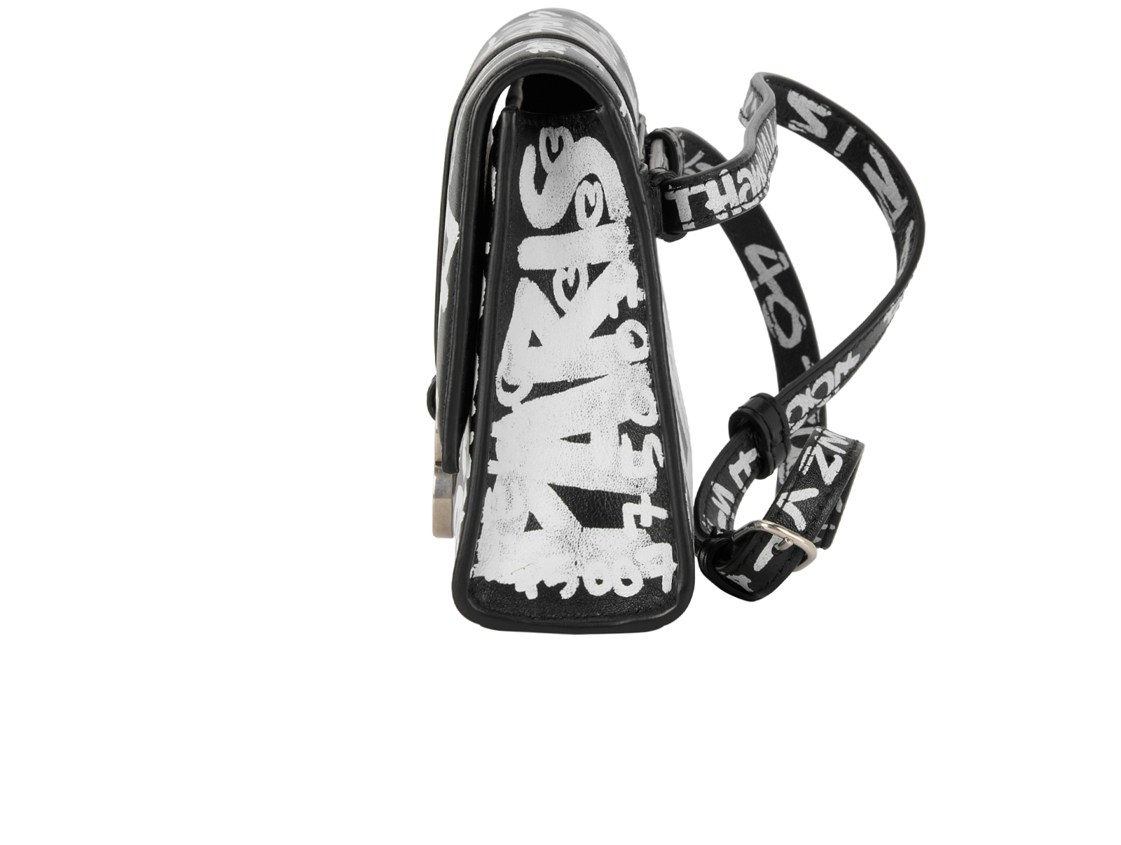 Hourglass Graffiti Belt Bag, &pound;595, Handbags, Black/White, Leather, Bottom view